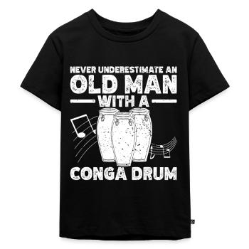 Conga Drum Musician Drumline - Kinder Premium Bio T-Shirt - Schwarz - Vorne - Mikhail (115cm)