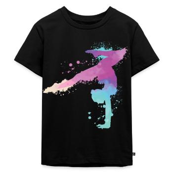 Turnen | Turnerin Gymnastik Turnen Mädchen Frauen - Kinder Premium Bio T-Shirt - Schwarz - Vorne - Mikhail (115cm)