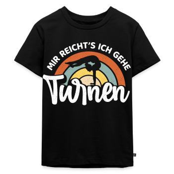 Turnen | Turnerin Gymnastik Turnen Mädchen Frauen - Kinder Premium Bio T-Shirt - Schwarz - Vorne - Mikhail (115cm)