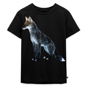 Fuchs Fuchsmotiv Tiere Geschenk Kunst Tiermotiv - Kinder Premium Bio T-Shirt - Schwarz - Vorne - Mikhail (115cm)