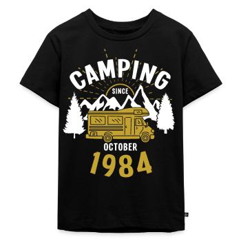 Birthday: Camping since October 1984 Motorhome - Kids Premium Organic T-Shirt - black - Front - Mikhail (115cm)