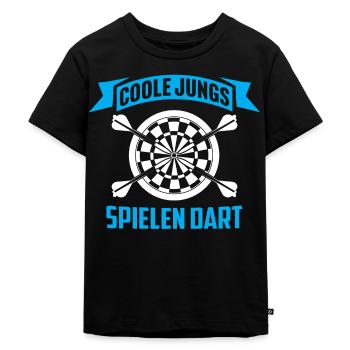 coole jungs spielen dart dartspieler spruch - Kinder Premium Bio T-Shirt - Schwarz - Vorne - Mikhail (115cm)