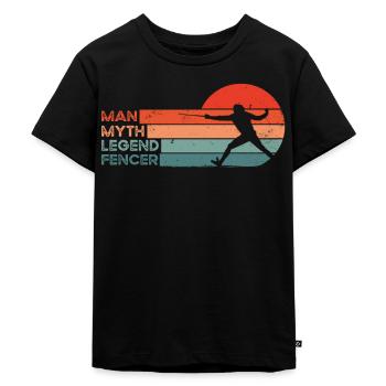 Retro Fechten - Kinder Premium Bio T-Shirt - Schwarz - Vorne - Mikhail (115cm)