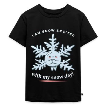 Je suis excité par ma journée de neige! Neige Hiver - T-shirt Premium bio Enfant - noir - Devant - Mikhail (115cm)