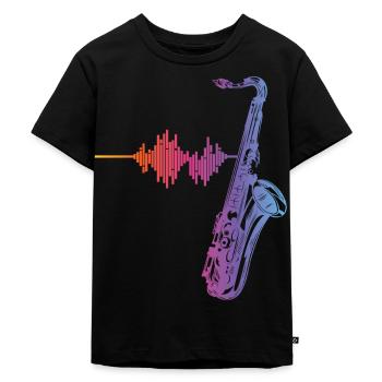 Saxophone Heartbeat/ Frequency For Saxophone Playe - Kinder Premium Bio T-Shirt - Schwarz - Vorne - Mikhail (115cm)