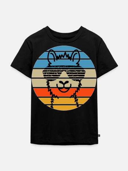 Llama Head Sunglasses Orange Sunset - Kids Premium Organic T-Shirt - black