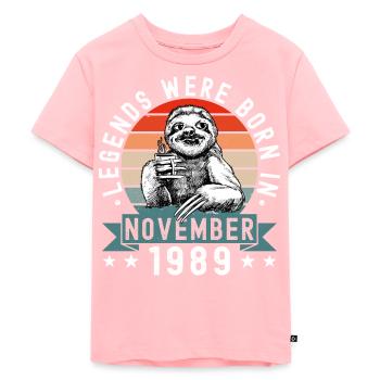 Legends Were Born In November 1989 Faultier Sloth - Kids Premium Organic T-Shirt - rose - Front - AI Model Kid Female (0cm)