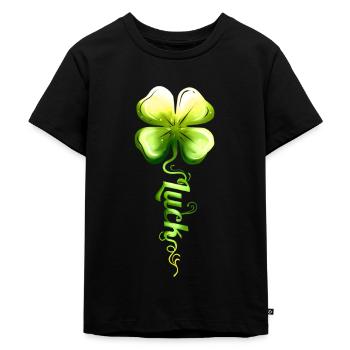 Four Leaf Clover Plant Shamrock Luck On St - Kinder Premium Bio T-Shirt - Schwarz - Vorne - Mikhail (115cm)