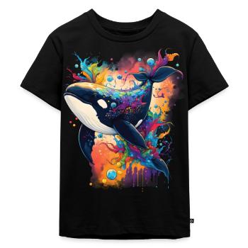 Bunter Schwertwal Wale beobachten Orca Wal - Kinder Premium Bio T-Shirt - Schwarz - Vorne - Mikhail (115cm)