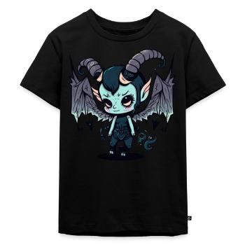 Chibi Goth Dämon Mädchen - Kawaii Anime Okkulte - Kinder Premium Bio T-Shirt - Schwarz - Vorne - Mikhail (115cm)