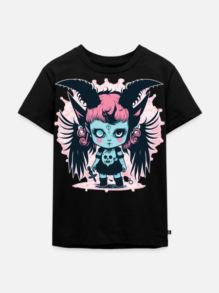 Ästhetisches Dämonenmädchen - Kawaii Anime - Kinder Premium Bio T-Shirt - Schwarz
