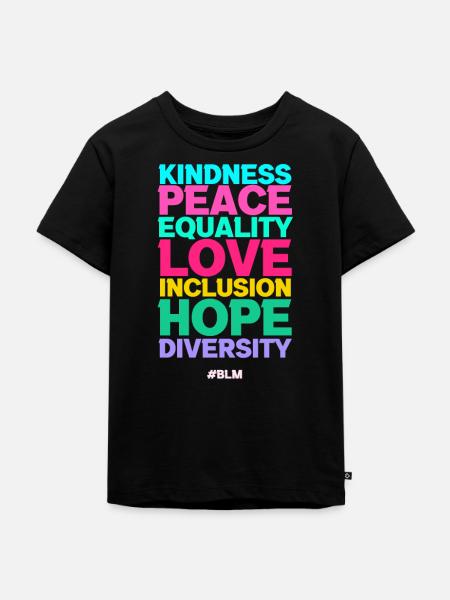 Frieden Liebe Inklusion Gleichheit - Kinder Premium Bio T-Shirt - Schwarz