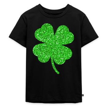 Irische Kleeblätter St. Patrick’s Day - Kinder Premium Bio T-Shirt - Schwarz - Vorne - Mikhail (115cm)