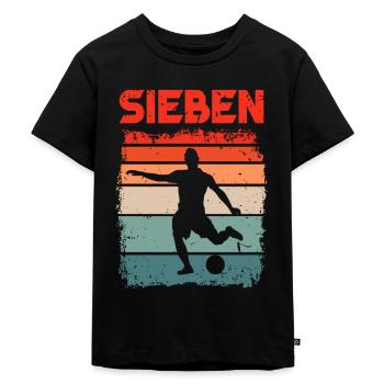7. Geburtstag Fußball 7 Jahre Alt Fussballer - Kinder Premium Bio T-Shirt - Schwarz - Vorne - Mikhail (115cm)