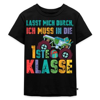 Lasst mich durch - Einschulung Monster Truck - Kinder Premium Bio T-Shirt - Schwarz - Vorne - Mikhail (115cm)
