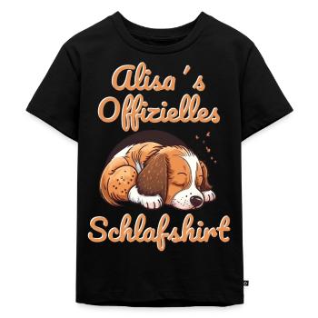 Alisa´s Offizielles Schlafshirt - Kinder Premium Bio T-Shirt - Schwarz - Vorne - Mikhail (115cm)