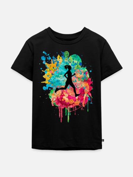 Jogging und Laufen - Kinder Premium Bio T-Shirt - Schwarz