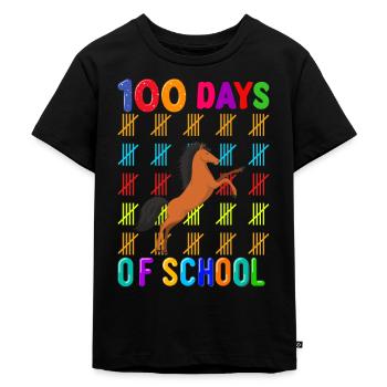 100 jours école école enfant école débutants chevaux - T-shirt Premium bio Enfant - noir - Devant - Mikhail (115cm)