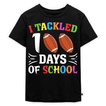100 Days School Child School Beginners Football - Kids Premium Organic T-Shirt - black - Front - Mikhail (115cm)