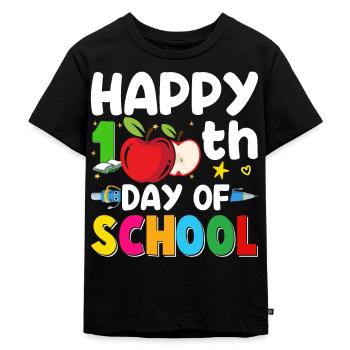 100 days school child schoolchild apple school beginners - Kids Premium Organic T-Shirt - black - Front - Mikhail (115cm)