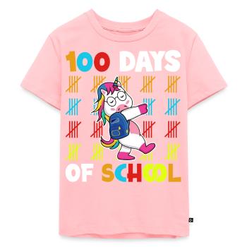 100 Tage Schule Schulanfänger Einhorn Schulranzen - Kinder Premium Bio T-Shirt - Rosa - Vorne - AI Model Kid Female (0cm)