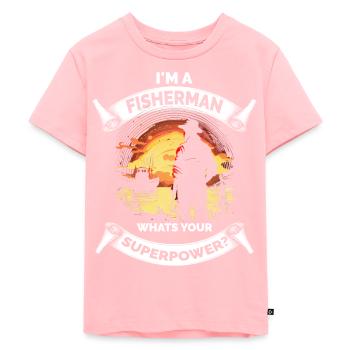 Funny Fishing Fisherman - Kids Premium Organic T-Shirt - rose - Front - AI Model Kid Female (0cm)