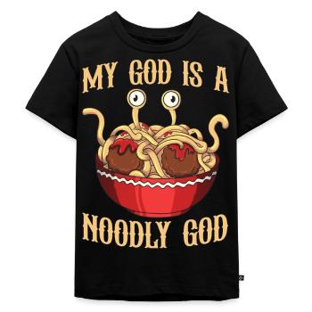Fliegendes Spaghettimonster FSM - Kinder Premium Bio T-Shirt - Schwarz - Vorne - Mikhail (115cm)