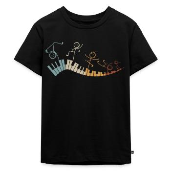 Piano Stick Figure Pianist Playing Piano Keyboard - Kinder Premium Bio T-Shirt - Schwarz - Vorne - Mikhail (115cm)