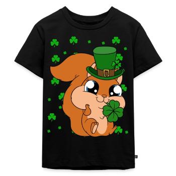 Écureuil Clover Saint-Patrick - T-shirt Premium bio Enfant - noir - Devant - Mikhail (115cm)