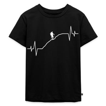 Wandern Wanderer Herzschlag - Kinder Premium Bio T-Shirt - Schwarz - Vorne - Mikhail (115cm)