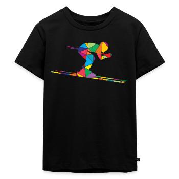 Low Poly Ski Polygon Skiing - Kids Premium Organic T-Shirt - black - Front - Mikhail (115cm)