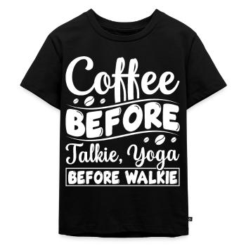 Café avant de parler et yoga avant de marcher - T-shirt Premium bio Enfant - noir - Devant - Mikhail (115cm)