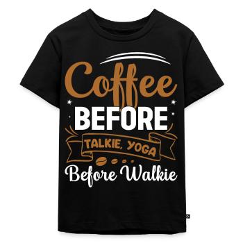 Café avant de parler et yoga avant de marcher - T-shirt Premium bio Enfant - noir - Devant - Mikhail (115cm)