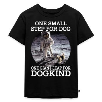 Hunde Herrchen AstronautSpaziergang Gassi - Kinder Premium Bio T-Shirt - Schwarz - Vorne - Mikhail (115cm)