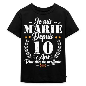 Je suis marié depuis 10 ans, Cadeau 10 mariage - T-shirt Premium bio Enfant - noir - Devant - Mikhail (115cm)