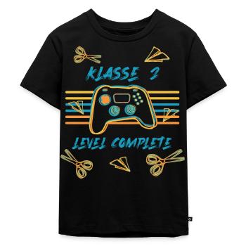 Grundschule - Klasse 2 - Level complete - Kinder Premium Bio T-Shirt - Schwarz - Vorne - Mikhail (115cm)
