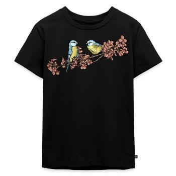 Blue I Bird motif for birdwatchers - Kids Premium Organic T-Shirt - black - Front - Mikhail (115cm)