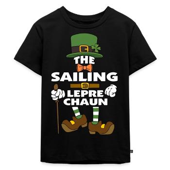 The Sailing Leprechaun St Patrick's Day - Kinder Premium Bio T-Shirt - Schwarz - Vorne - Mikhail (115cm)