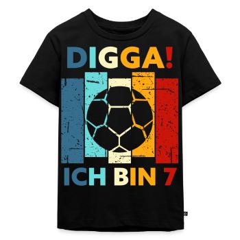 7 Geschenk 7. Geburtstag Fußball Junge - Kinder Premium Bio T-Shirt - Schwarz - Vorne - Mikhail (115cm)