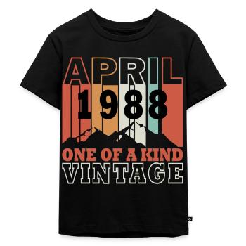 Born April 1988 Vintage - Kids Premium Organic T-Shirt - black - Front - Mikhail (115cm)