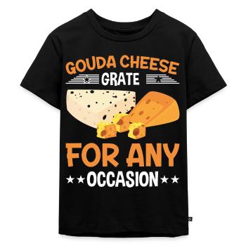 Gouda Cheese Käse Käseliebe Käse Spruch - Kinder Premium Bio T-Shirt - Schwarz - Vorne - Mikhail (115cm)