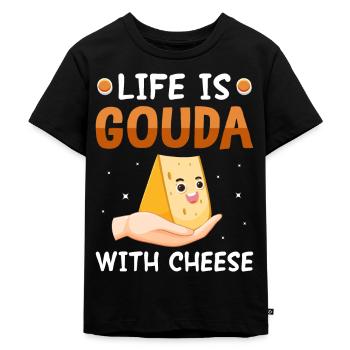 La vie est l’obsession de la dépendance au fromage Gouda - T-shirt Premium bio Enfant - noir - Devant - Mikhail (115cm)