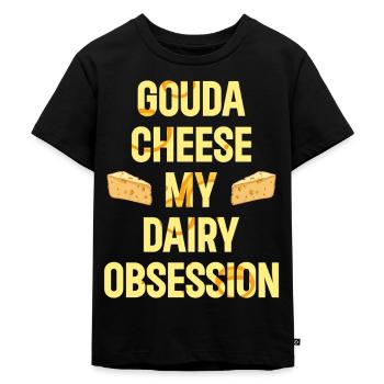 Gouda Käse Besessenheit Käsesucht Gouda Sucht - Kinder Premium Bio T-Shirt - Schwarz - Vorne - Mikhail (115cm)