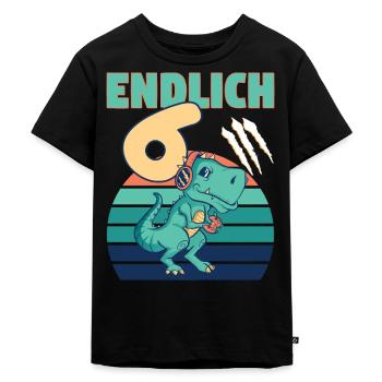 6 Geburtstag Dino Dinosaurier Trex 6 Jahre Junge - Kinder Premium Bio T-Shirt - Schwarz - Vorne - Mikhail (115cm)