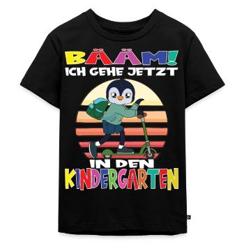 Kindergartenkind Hallo Kindergarten Ich Komme - Kinder Premium Bio T-Shirt - Schwarz - Vorne - Mikhail (115cm)