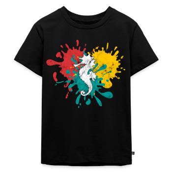 Sea horse - Kids Premium Organic T-Shirt - black - Front - Mikhail (115cm)