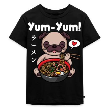 Yum Yum Japan Anime Ramen Noodle Pug - Kids Premium Organic T-Shirt - black - Front - Mikhail (115cm)