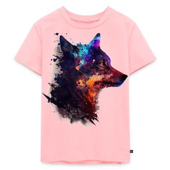 Wolf Tier Kunst Geschenk Tiermotiv - Kinder Premium Bio T-Shirt - Rosa - Vorne - AI Model Kid Female (0cm)