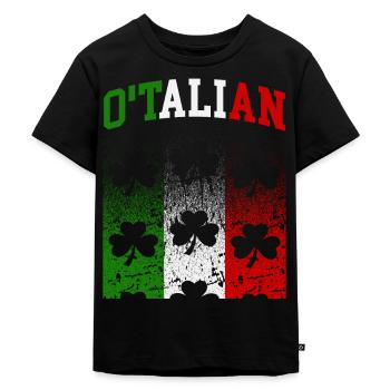 O'talian San Patrizio Orgoglio Italiano Italia Bandiera - Maglietta ecologica premium per bambini - nero - Fronte - Mikhail (115cm)