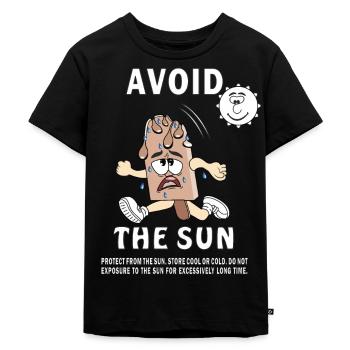 SONNENSCHUTZ EISCREME AVOID THE SUN - Kinder Premium Bio T-Shirt - Schwarz - Vorne - Mikhail (115cm)